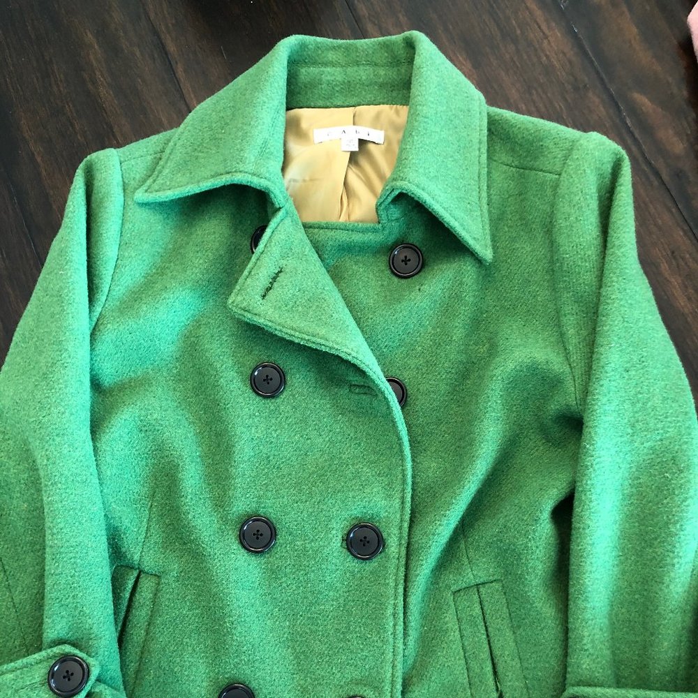 CAbi Green Double Breasted Button Jacket 10